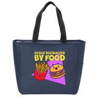 Funny Easily DIstracted By Food Cute Burger and Fries Zip Tote Bag