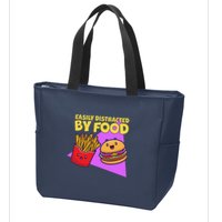 Funny Easily DIstracted By Food Cute Burger and Fries Zip Tote Bag