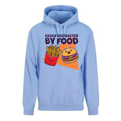 Funny Easily DIstracted By Food Cute Burger and Fries Unisex Surf Hoodie