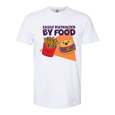 Funny Easily DIstracted By Food Cute Burger and Fries Softstyle CVC T-Shirt