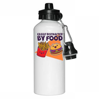 Funny Easily DIstracted By Food Cute Burger and Fries Aluminum Water Bottle