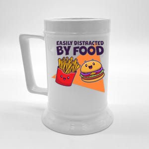 Funny Easily DIstracted By Food Cute Burger and Fries Beer Stein