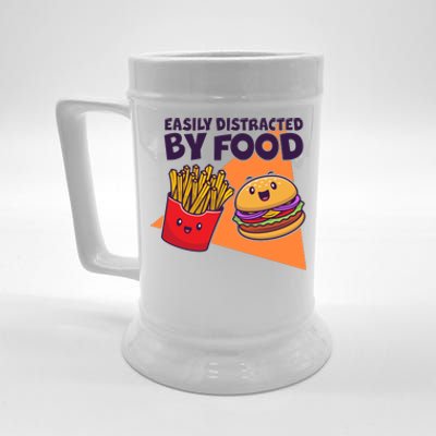 Funny Easily DIstracted By Food Cute Burger and Fries Beer Stein