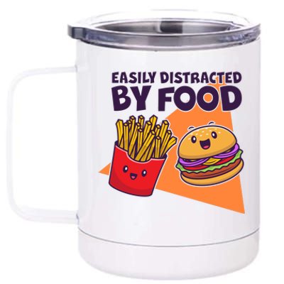 Funny Easily DIstracted By Food Cute Burger and Fries 12 oz Stainless Steel Tumbler Cup