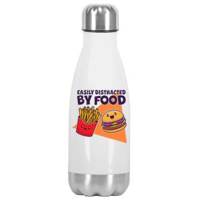 Funny Easily DIstracted By Food Cute Burger and Fries Stainless Steel Insulated Water Bottle