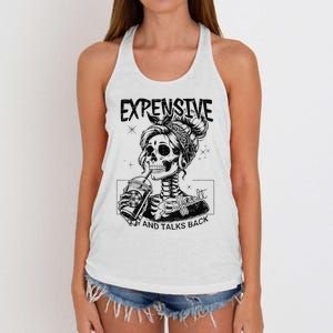 Funny Expensive Difficult And Talks Back Mothers Day Gift Women's Knotted Racerback Tank