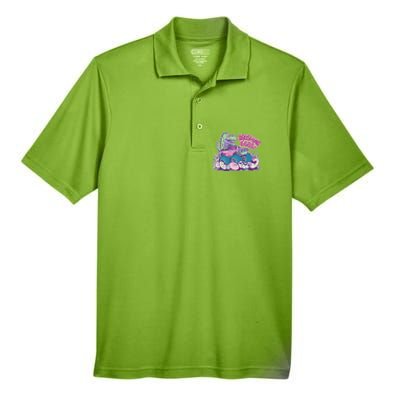 Funny Easter Dinosaur Monster Truck Crushing Eggs Men's Origin Performance Pique Polo