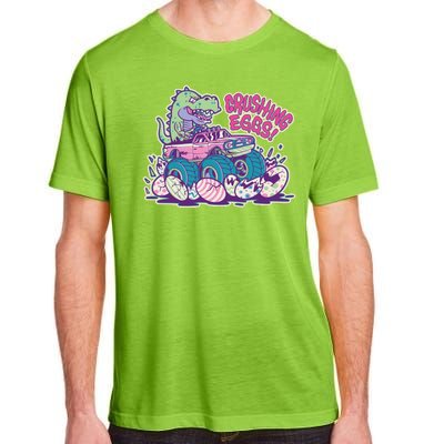 Funny Easter Dinosaur Monster Truck Crushing Eggs Adult ChromaSoft Performance T-Shirt