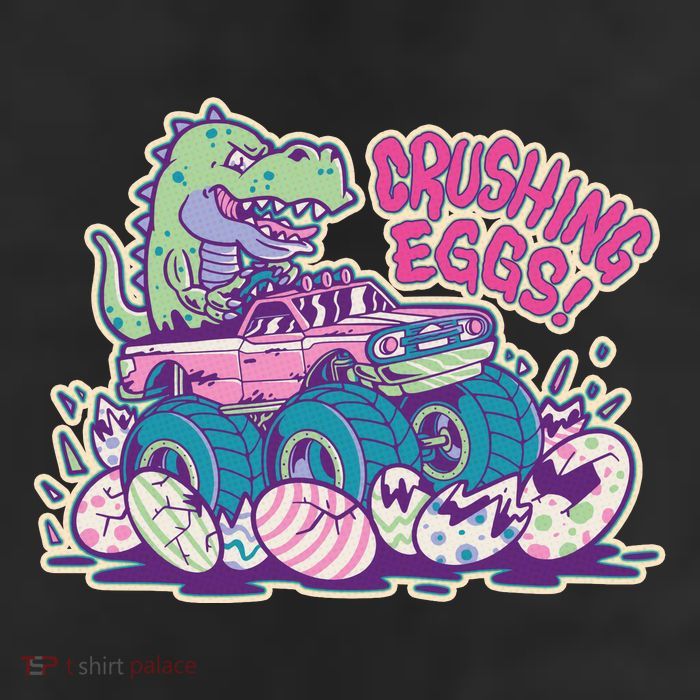 Funny Easter Dinosaur Monster Truck Crushing Eggs Cool Comfort Performance Bucket Hat