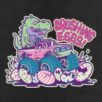 Funny Easter Dinosaur Monster Truck Crushing Eggs 7 Panel Mesh Trucker Snapback Hat