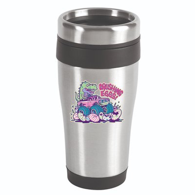 Funny Easter Dinosaur Monster Truck Crushing Eggs 16oz Travel Tumbler