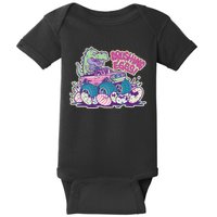 Funny Easter Dinosaur Monster Truck Crushing Eggs Baby Bodysuit