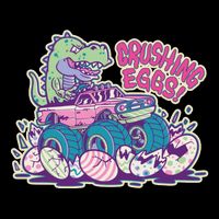 Funny Easter Dinosaur Monster Truck Crushing Eggs Baby Bodysuit
