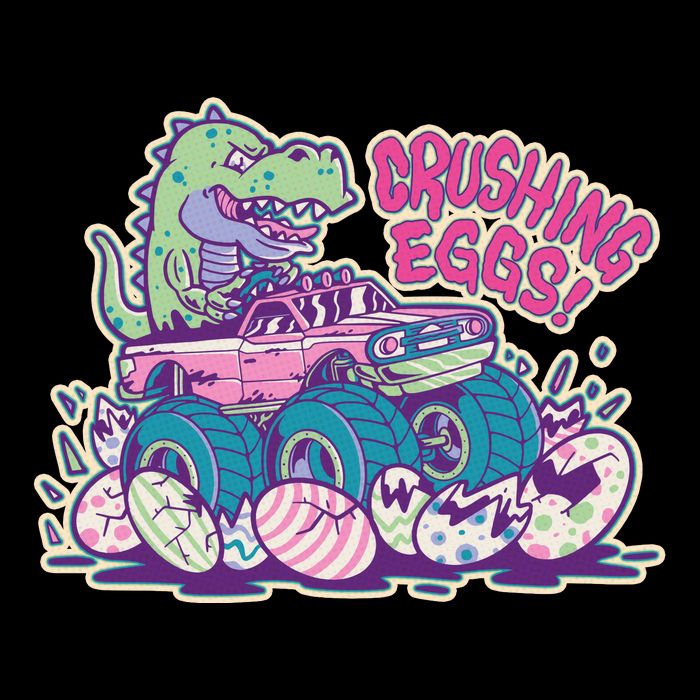 Funny Easter Dinosaur Monster Truck Crushing Eggs Baby Bodysuit