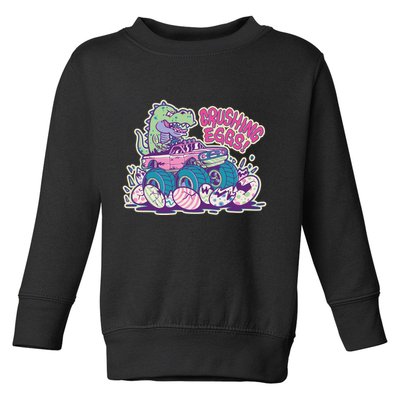 Funny Easter Dinosaur Monster Truck Crushing Eggs Toddler Sweatshirt