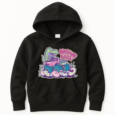 Funny Easter Dinosaur Monster Truck Crushing Eggs Kids Hoodie