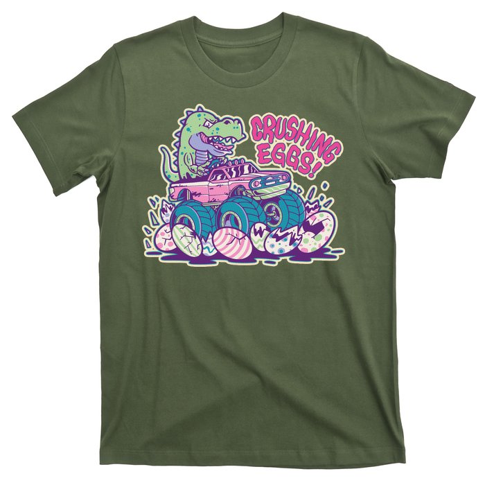 Funny Easter Dinosaur Monster Truck Crushing Eggs T-Shirt