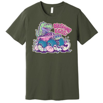 Funny Easter Dinosaur Monster Truck Crushing Eggs Premium T-Shirt