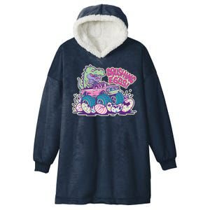 Funny Easter Dinosaur Monster Truck Crushing Eggs Hooded Wearable Blanket