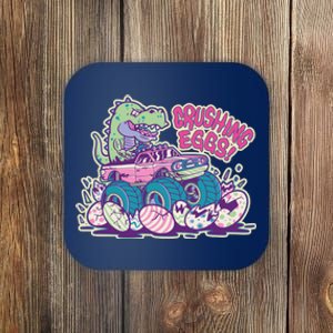 Funny Easter Dinosaur Monster Truck Crushing Eggs Coaster