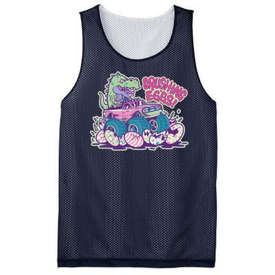 Funny Easter Dinosaur Monster Truck Crushing Eggs Mesh Reversible Basketball Jersey Tank