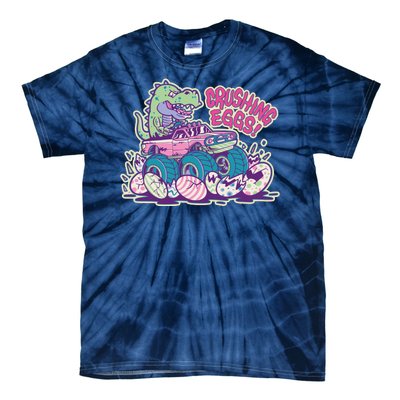 Funny Easter Dinosaur Monster Truck Crushing Eggs Tie-Dye T-Shirt