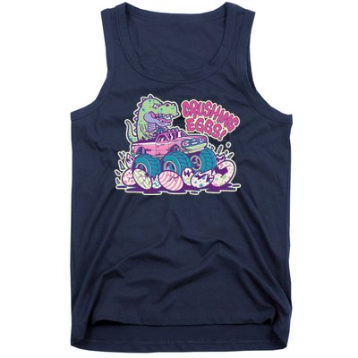 Funny Easter Dinosaur Monster Truck Crushing Eggs Tank Top