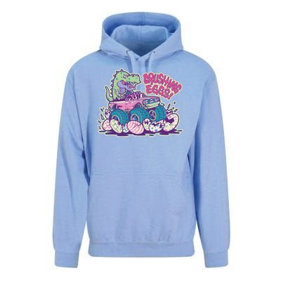 Funny Easter Dinosaur Monster Truck Crushing Eggs Unisex Surf Hoodie