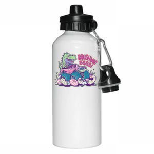 Funny Easter Dinosaur Monster Truck Crushing Eggs Aluminum Water Bottle