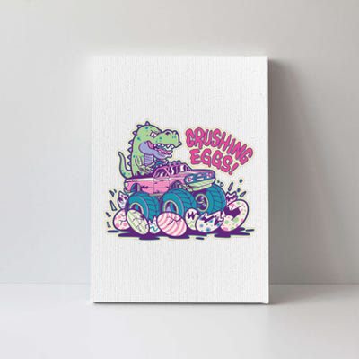 Funny Easter Dinosaur Monster Truck Crushing Eggs Canvas