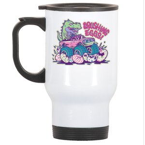 Funny Easter Dinosaur Monster Truck Crushing Eggs Stainless Steel Travel Mug