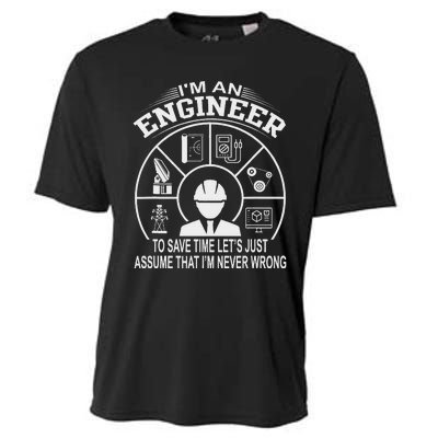 Funny Engineer Dad Save Time Design Cooling Performance Crew T-Shirt