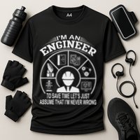 Funny Engineer Dad Save Time Design Cooling Performance Crew T-Shirt