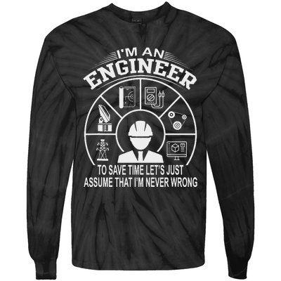 Funny Engineer Dad Save Time Design Tie-Dye Long Sleeve Shirt