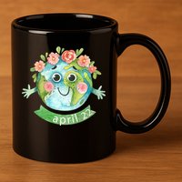 Floral Earth Day April 11oz C Handle Ceramic Mug