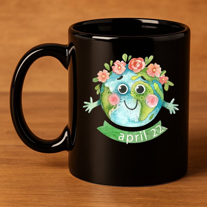 Floral Earth Day April 11oz C Handle Ceramic Mug