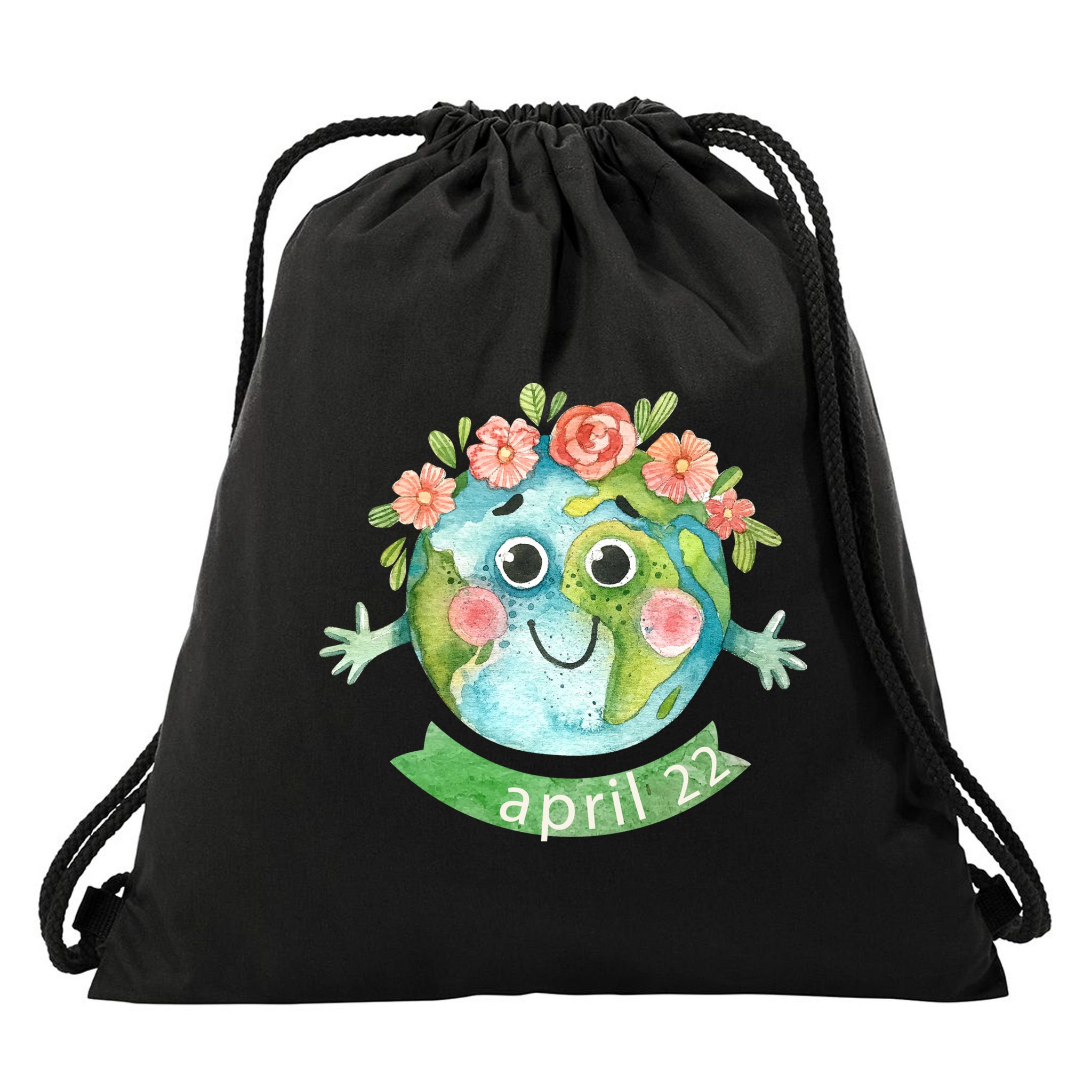 Floral Earth Day April Drawstring Bag