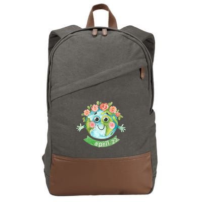 Floral Earth Day April Cotton Canvas Backpack
