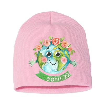 Floral Earth Day April Short Acrylic Beanie