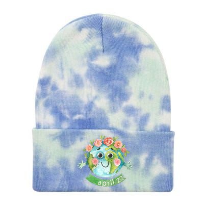 Floral Earth Day April Tie Dye 12in Knit Beanie