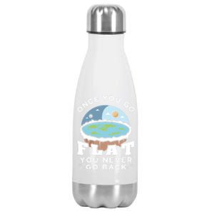 Flat Earth Design Idea Once You Go Flat Conspiracy Theories Gift Stainless Steel Insulated Water Bottle