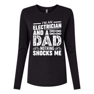 Funny Electrician Dad Nothing Shocks Me Womens Cotton Relaxed Long Sleeve T-Shirt