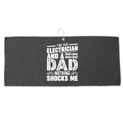 Funny Electrician Dad Nothing Shocks Me Large Microfiber Waffle Golf Towel