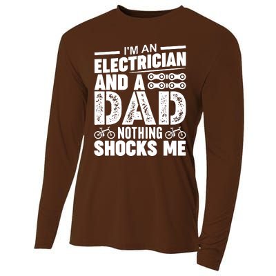 Funny Electrician Dad Nothing Shocks Me Cooling Performance Long Sleeve Crew