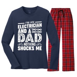 Funny Electrician Dad Nothing Shocks Me Women's Long Sleeve Flannel Pajama Set 