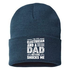 Funny Electrician Dad Nothing Shocks Me Sustainable Knit Beanie