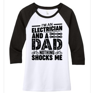 Funny Electrician Dad Nothing Shocks Me Women's Tri-Blend 3/4-Sleeve Raglan Shirt