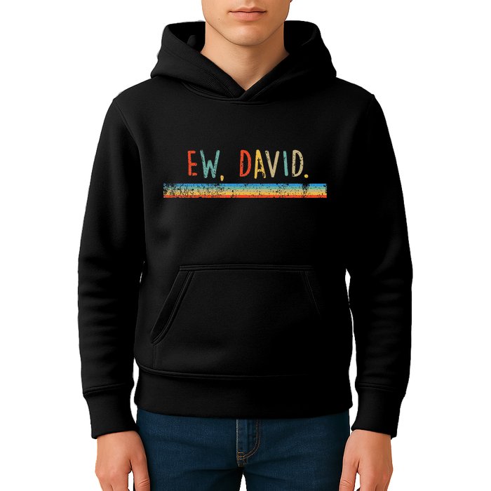 Funny Ew David. Vintage Retro Distressed Kids Hoodie