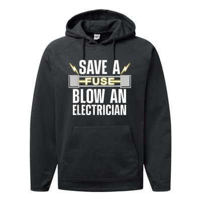 Funny Electrician Electrical Fuse Engineers Performance Fleece Hoodie