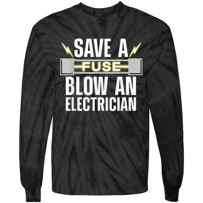 Funny Electrician Electrical Fuse Engineers Tie-Dye Long Sleeve Shirt